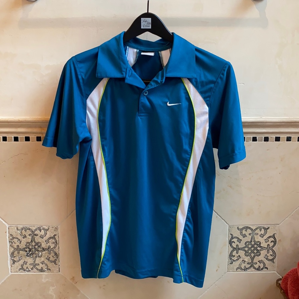 Nike teal tennis polo with mesh accents